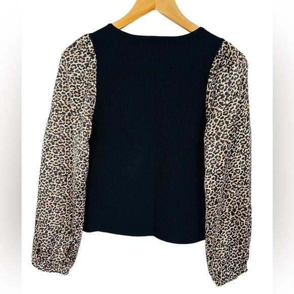 NWT Bailey 44 Animal Print Ribbed Knit Long Sleeve Blouse - Picture 2 of 8